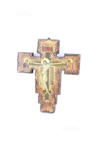 Crocefisso legno decorato - crocefisso,