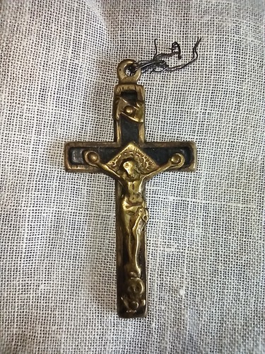 Crocifisso antico ottone - , e