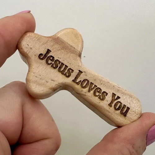 Wooden cross handheld - wooden,